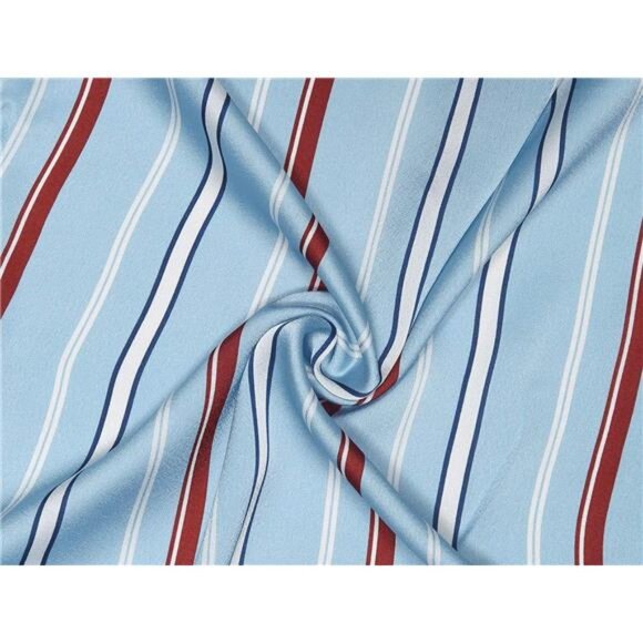 Small Stripe Print Square Neck Wrap Scarves Blue - Picture 4 of 5